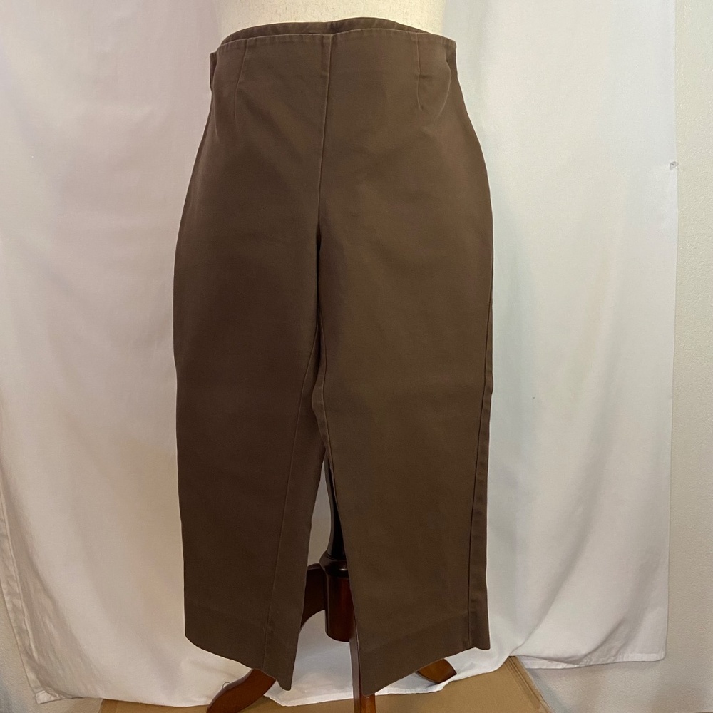 Gallia Moda Chocolate Brown Dress Pants With Side Zip and Button Closure Size 16